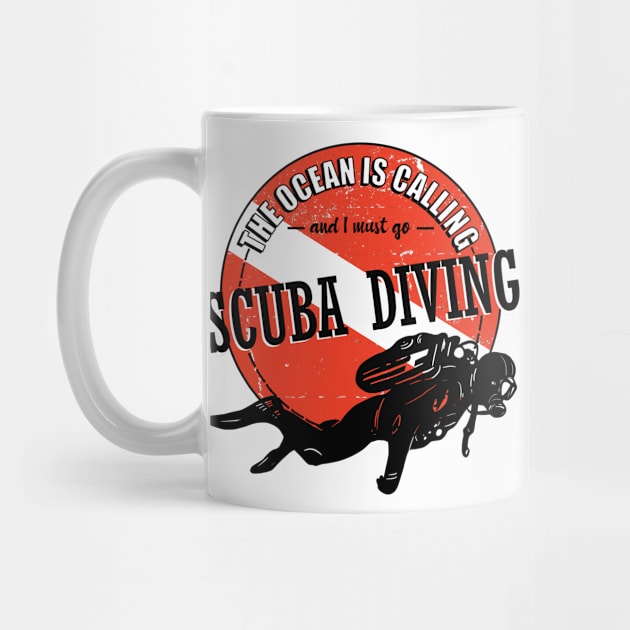 The Ocean is Calling Scuba Diver Scuba Flag by Anassein.os